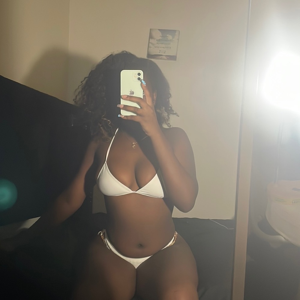 White two piece bathing suit